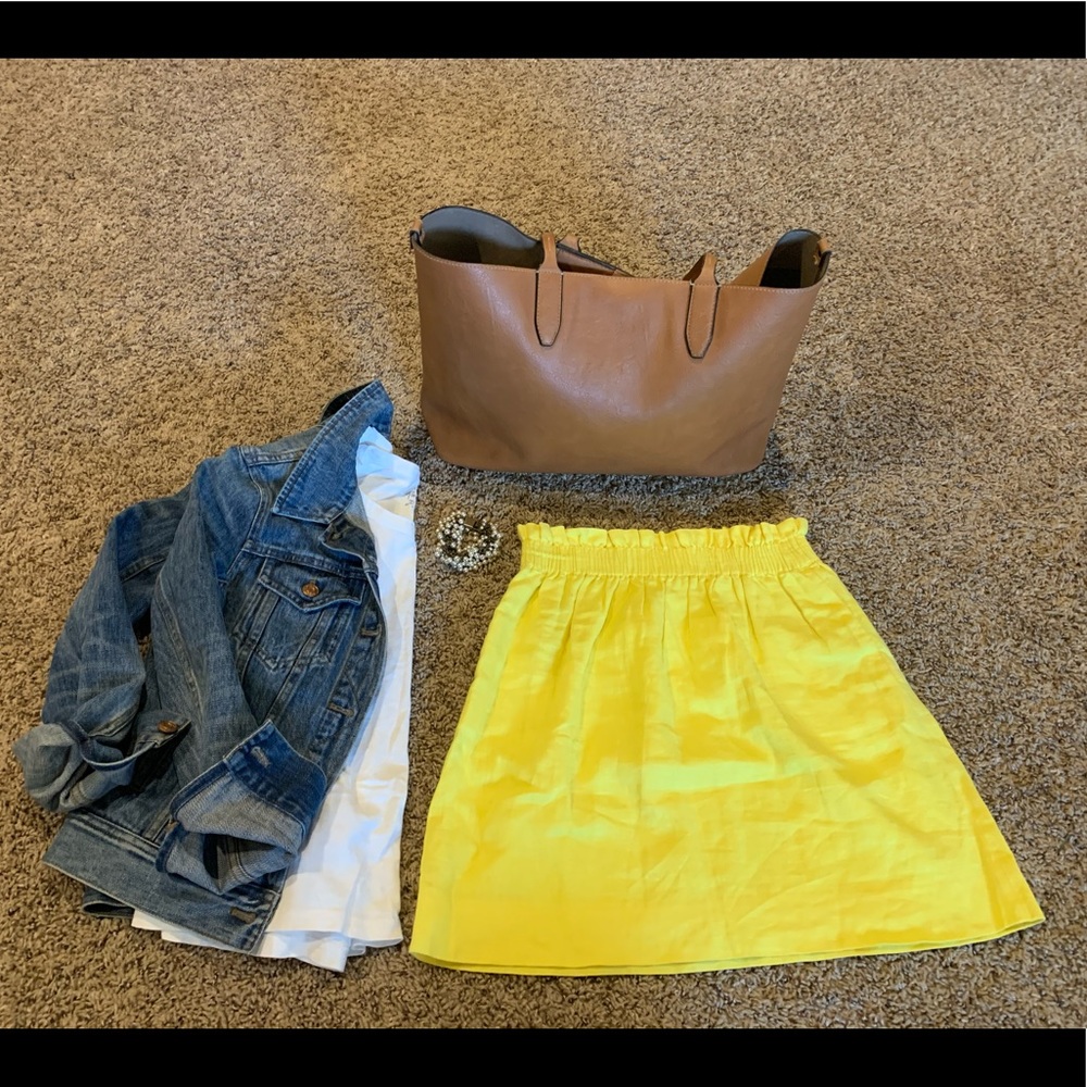 J Crew paper yellow bag skirt size 0 like new!